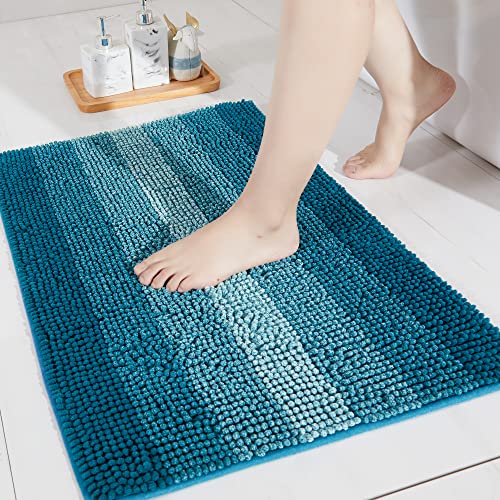 COSY HOMEER Badteppiche aus 100% Polyester, extra weich und rutschfest, maschinenwaschbare und wasserabsorbierende Duschmatte (111,8 x 66 cm, Blaugrün) von COSY HOMEER