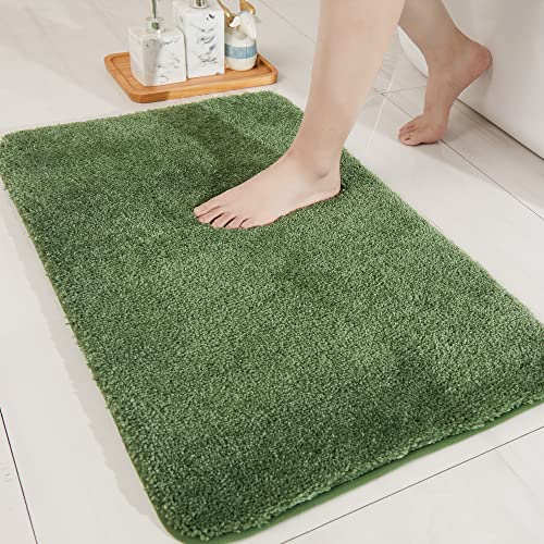 COSY HOMEER Badteppiche für Badezimmer, extra dick, rutschfeste Badematten, weiches Plüschgarn, zottelig, 100 % starkes Mirco-Polyester-Matte, Wohnzimmer, wasserabsorbierend (grün, 61x91 cm) von COSY HOMEER