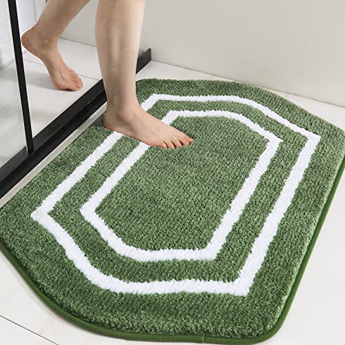 COSY HOMEER Extra dicke Badteppiche, rutschfeste Badewäsche-Set, Matten, weicher Plüsch, 100 % starkes Polyester, für Wohnzimmer, Badezimmer, wasserabsorbierend (Grün, 43,2 x 68,2 cm) von COSY HOMEER