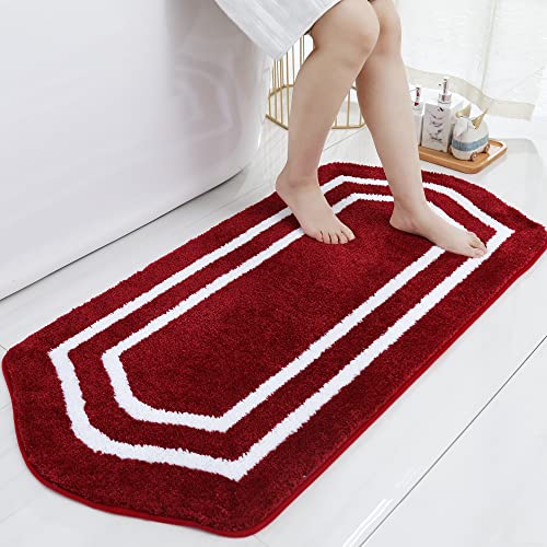COSY HOMEER Extra dickes Badwäsche-Set, Teppiche, rutschfeste Badematten, weicher Plüsch, 100 % starkes Polyester, für Wohnzimmer, Badezimmer, wasserabsorbierend (rot, 61 x 122 cm) von COSY HOMEER