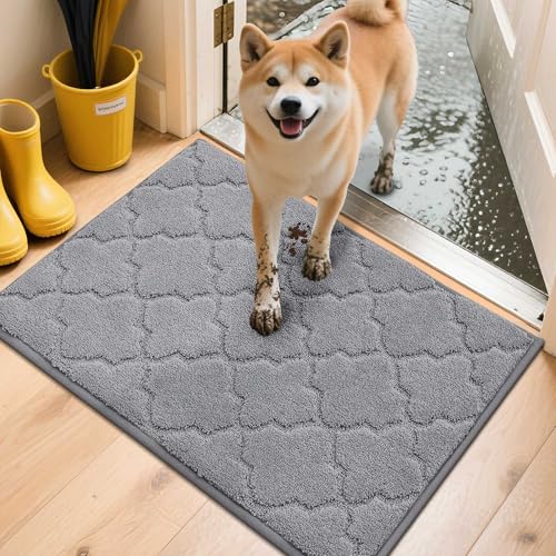 COSY HOMEER Fussmatte Innen 50 x 80 cm, Schmutzfangmatte Waschbar 1,5 cm Dicke, Eingangsteppich Sauberlaufmatte Hundeteppich Maschinenwaschbar für Flur, Küche, Hintertür, Grau von COSY HOMEER