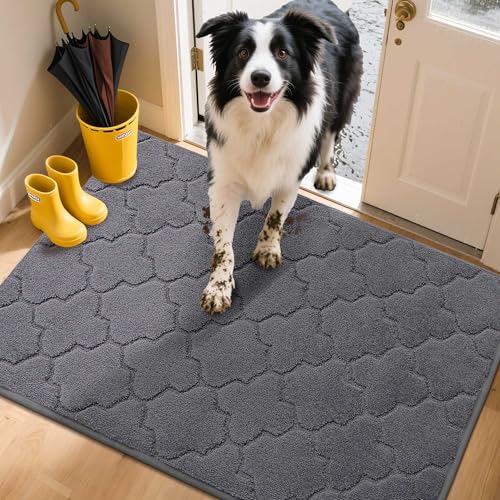 COSY HOMEER Fussmatte Innen 80 x 120 cm, Schmutzfangmatte Waschbar 1,5 cm Dicke, Eingangsteppich Sauberlaufmatte Hundeteppich Maschinenwaschbar für Flur, Küche, Hintertür, Dunkelgrau von COSY HOMEER