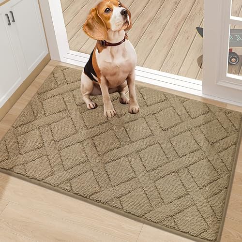 COSY HOMEER Schmutzfangmatte Innen 50 x 80 cm, Fussmatte Innen Waschbar, Maschinenwaschbare rutschfeste Fußmatte, Absorbierend Schmutzfangmatten für Hintertür, Eingang, Flur, Küche, Beige von COSY HOMEER
