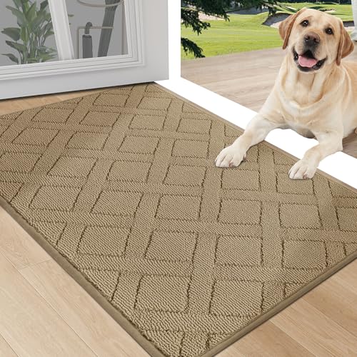 COSY HOMEER Schmutzfangmatte Innen 60 x 90 cm, Fussmatte Innen Waschbar, Maschinenwaschbare rutschfeste Fußmatte, Absorbierend Schmutzfangmatten für Hintertür, Eingang, Flur, Küche, Beige von COSY HOMEER