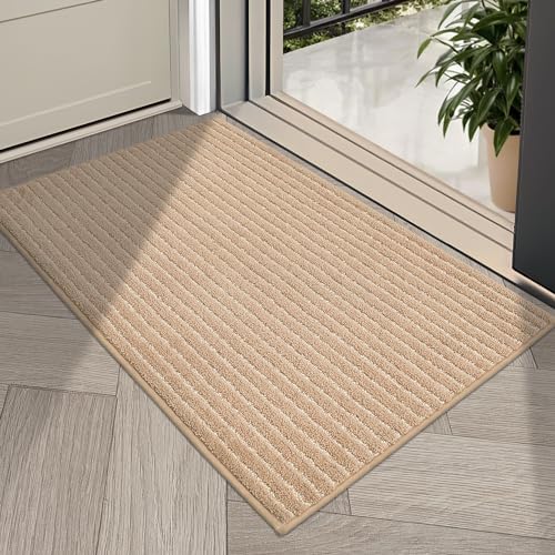 COSY HOMEER Fußmatte für den Innenbereich, Eingangsteppich für Zuhause, Hund, Willkommens-Fußmatte für Haustür, innen außen, Eingangsbereich, Schuhmatte, rutschfest, 61x88.9 cm, beige von COSY HOMEER