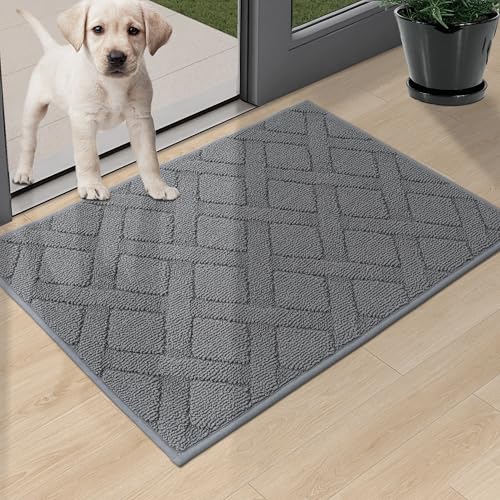 COSY HOMEER Fußmatte für den Innenbereich Weiche, saugfähige und schmutzabweisende Fußmatte, rutschfest, waschmaschinenfest, für Hintertür, Eingang, Diele, Küche (Grau, 50 x 80cm) von COSY HOMEER