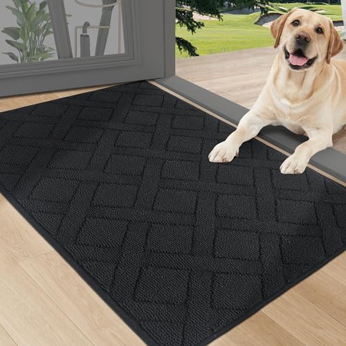 COSY HOMEER Fußmatte für den Innenbereich Weiche, saugfähige und schmutzabweisende Fußmatte, rutschfest, waschmaschinenfest, für Hintertür, Eingang, Diele, Küche (Schwarz, 60 x90cm) von COSY HOMEER