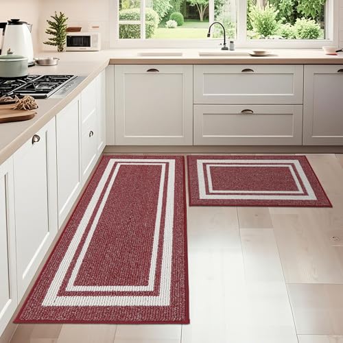 COSY HOMEER Küchenläufer rutschfest 2 Stück, Küchenteppich Waschbar rutschfest, Küchenmatten, Teppich Läufer Flur für Küche, Kitchen Mat/Rug/Carpet(51x76CM + 51x122CM, Rot) COSY HOMEER Küchenläufer rutschfest 2 Stück, Küchenteppich Waschbar rutschfest, Küchenmatten, Teppich Läufer Flur für Küche, Kitchen Mat/Rug/Carpet(51x76CM + 51x122CM, Rot) von COSY HOMEER
