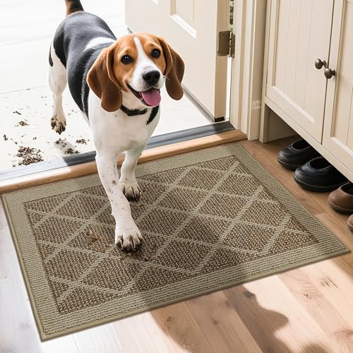 COSY HOMEER Rutschfeste Fußmatte, 50,8 x 81,3 cm, Eingangsteppich, niedriges Profil, saugfähig, Schmutzfangmatte für den Vordereingang, waschbare Polypropylen-Eingangsmatte (Beige) von COSY HOMEER