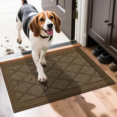 COSY HOMEER Rutschfeste Fußmatte, 50,8 x 81,3 cm, Eingangsteppich, niedriges Profil, saugfähig, Schmutzfangmatte für den Vordereingang, waschbare Polypropylen-Eingangsmatte (dunkelbraun) von COSY HOMEER