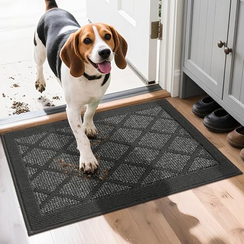 COSY HOMEER Rutschfeste Fußmatte, 50,8 x 81,3 cm, Eingangsteppich, niedriges Profil, saugfähig, Schmutzfangmatte für den Vordereingang, waschbare Polypropylen-Eingangsmatte (dunkelgrau) von COSY HOMEER
