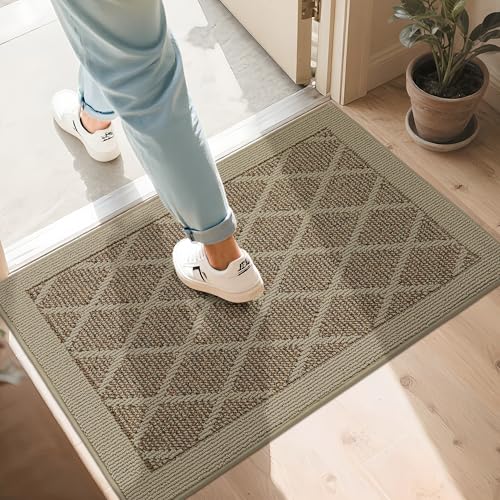 COSY HOMEER Rutschfeste Fußmatte, 61 x 91,4 cm, Eingangsteppich, niedriges Profil, saugfähig, Schmutzfangmatte für den Vordereingang, waschbare Polypropylen-Eingangsmatte (Beige) von COSY HOMEER