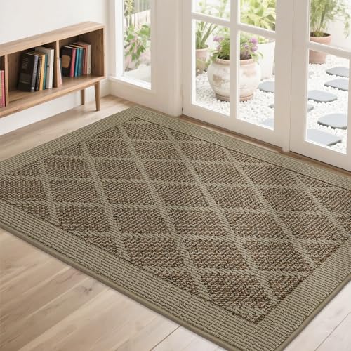 COSY HOMEER Rutschfeste Fußmatte, 81,3 x 121,9 cm, Eingangsteppich, niedriges Profil, saugfähig, Schmutzfangmatte für den Vordereingang, waschbare Polypropylen-Eingangsmatte (Beige) von COSY HOMEER