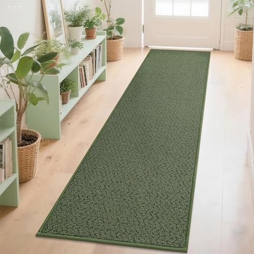 COSY HOMEER Teppichläufer für Flur, Eingangsbereich, 70 x 25 cm, rutschfest, waschbar, saugfähig, schmutzabweisend, Teppichläufer für Flur, Eingang und Waschküche, Grün von COSY HOMEER