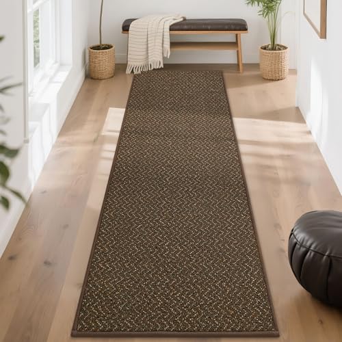COSY HOMEER Teppichläufer für Flur, Eingangsbereich, rutschfest, waschbar, saugfähig, schmutzabweisend, Teppichläufer für Flur, Eingang und Waschküche, Braun von COSY HOMEER