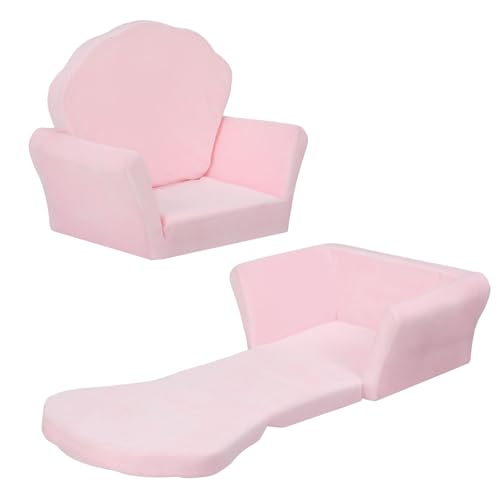 COSYLAND 2 in 1 Kindersessel ab 18 Monaten - Spielsofa für Kinder - Kindersofa Ausklappbar - Mini Couch - Kuschelecke Kinderzimmer (Helles Rosa) von COSYLAND