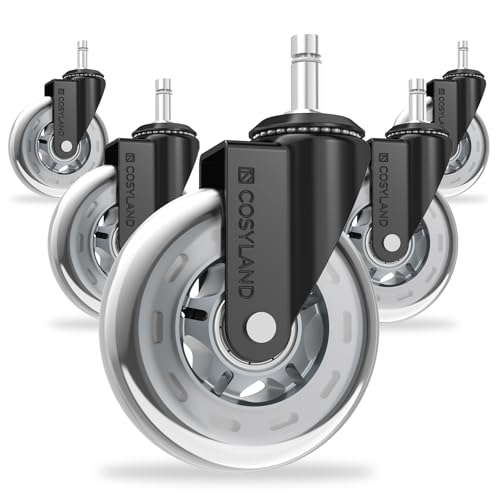 COSYLAND Bürostuhl Rollen 11mm x 22 mm - 5er Set Rollen für Bürostühle - Super Leise und Weiche für Hartböden, Parkett, Teppich, Laminat, Keine Bodenschutzmatte Nötig, Grau von COSYLAND
