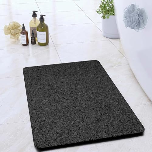 COSYLAND Duschmatte rutschfest, 40x60cm Badewannenmatte rutschfest mit Ablauf, Weiche PVC-Luffa Rutschmatte Dusche, Schnell Anti Rutsch Badematte, Schwarz von COSYLAND