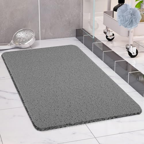 COSYLAND Duschmatte rutschfest, 40x80cm Badewannenmatte rutschfest mit Ablauf, Weiche PVC-Luffa Rutschmatte Dusche, Schnell Anti Rutsch Badematte, Grau von COSYLAND