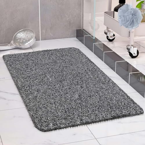 COSYLAND Duschmatte rutschfest, 40x80cm Badewannenmatte rutschfest mit Ablauf, Weiche PVC-Luffa Rutschmatte Dusche, Schnell Anti Rutsch Badematte, Schwarz-weiß von COSYLAND