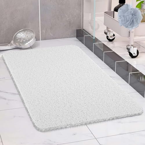 COSYLAND Duschmatte rutschfest, 40x80cm Badewannenmatte rutschfest mit Ablauf, Weiche PVC-Luffa Rutschmatte Dusche, Schnell Anti Rutsch Badematte, Weiß von COSYLAND