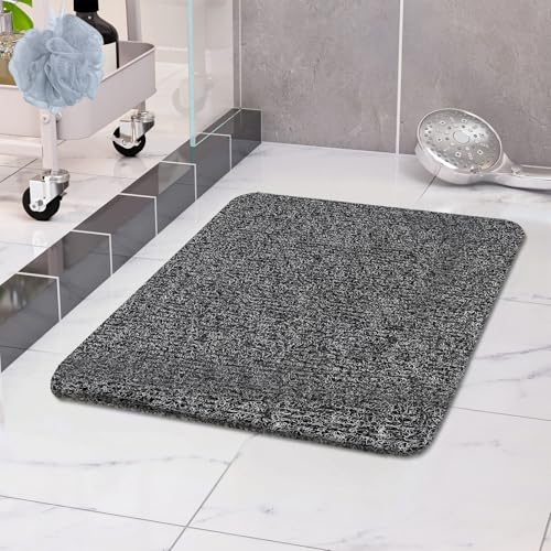 COSYLAND Duschmatte rutschfest 40 × 60cm - Duscheinlage rutschfest mit Ablauf - Weiche PVC-Luffa Antirutschmatte Badewanne - Schnell Trocknende Badematten - Weiß + Schwarz von COSYLAND