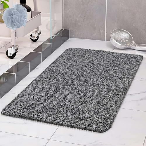 COSYLAND Duschmatte rutschfest 40 × 80cm - Duscheinlage rutschfest mit Ablauf - Weiche PVC-Luffa Antirutschmatte Badewanne - Schnell Trocknende Badematten - (Weiß + Schwarz) von COSYLAND