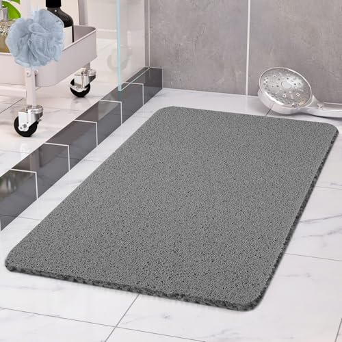 COSYLAND Duschmatte rutschfest 40 × 80cm - Duscheinlage rutschfest mit Ablauf - Weiche PVC-Luffa Antirutschmatte Badewanne - Schnell Trocknende Badematten - Grau von COSYLAND