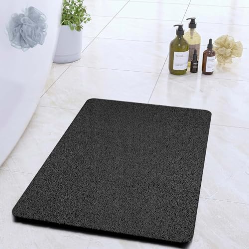 COSYLAND Duschmatte rutschfest 40 × 80cm - Duscheinlage rutschfest mit Ablauf - Weiche PVC-Luffa Antirutschmatte Badewanne - Schnell Trocknende Badematten - Schwarz von COSYLAND