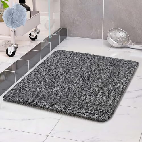 COSYLAND Duschmatte rutschfest 60 × 60cm - Duscheinlage rutschfest mit Ablauf - Weiche PVC-Luffa Antirutschmatte Badewanne - Schnell Trocknende Badematten - Weiß + Schwarz von COSYLAND
