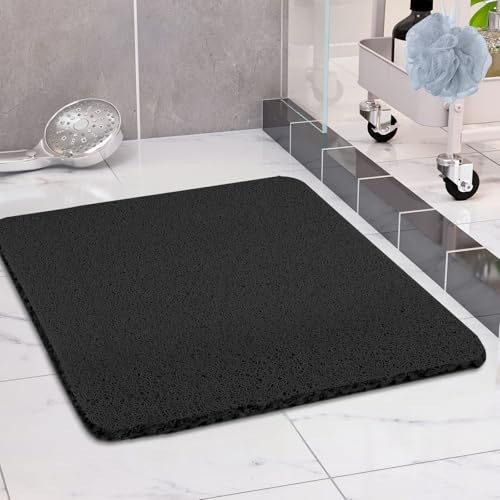 COSYLAND Duschmatte rutschfest 80x80, Badewannenmatte rutschfest mit Ablauf, Weiche PVC-Luffa Rutschmatte Dusche, Schnell Anti Rutsch Badematte, Schwarz von COSYLAND