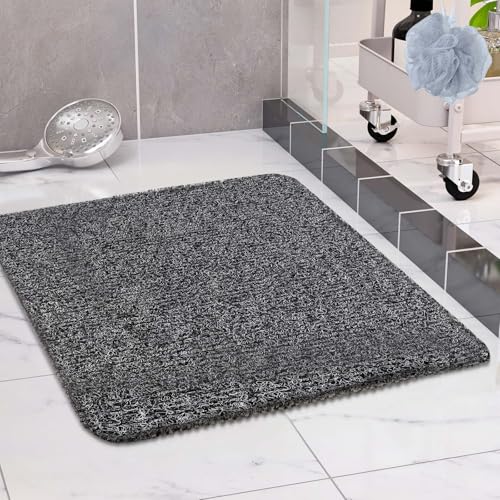 COSYLAND Duschmatte rutschfest 80x80, Badewannenmatte rutschfest mit Ablauf, Weiche PVC-Luffa Rutschmatte Dusche, Schnell Anti Rutsch Badematte, Schwarz-weiß von COSYLAND