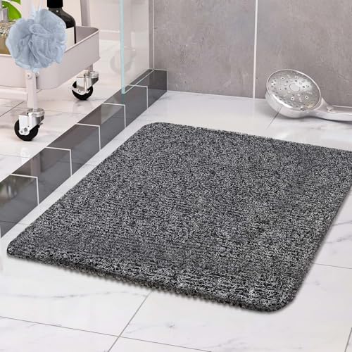 COSYLAND Duschmatte rutschfest 80 × 80cm - Duscheinlage rutschfest mit Ablauf - Weiche PVC-Luffa Antirutschmatte Badewanne - Schnell Trocknende Badematten - Weiß + Schwarz von COSYLAND