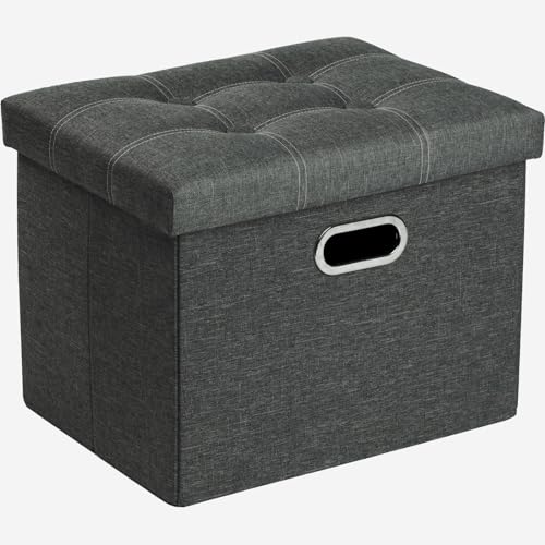 COSYLAND Sitzbank mit Stauraum – Faltbare Sitzbank für Flur, Wohnzimmer & Schlafzimmer, Stabile Sitztruhe mit Stauraum, Belastbar bis 130 kg, 43 x 33 x 33 cm（Schwarz） von COSYLAND