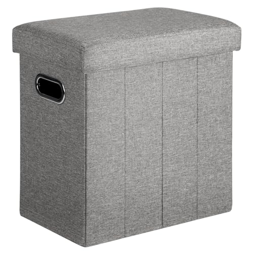 COSYLAND Sitzhocker mit Stauraum - 42 x 27 x 42cm Hocker mit Stauraum - Kleine Klappbare Sitzbank - Fußbank & Aufbewahrungsbox bis 200 kg - für Wohnzimmer, Hellgrau von COSYLAND