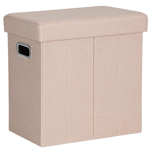 COSYLAND Sitzhocker mit Stauraum - 42 x 27 x 42cm Hocker mit Stauraum - Kleine Klappbare Sitzbank - Fußbank & Aufbewahrungsbox bis 200 kg - für Wohnzimmer, Rosa von COSYLAND