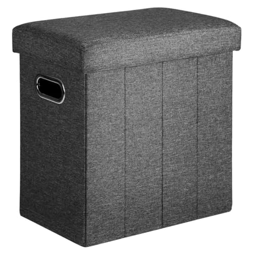 COSYLAND Sitzhocker mit Stauraum - 42 x 27 x 42cm Hocker mit Stauraum - Kleine Klappbare Sitzbank - Fußbank & Aufbewahrungsbox bis 200 kg - für Wohnzimmer, Schiefergrau von COSYLAND
