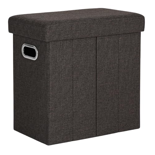 COSYLAND Sitzhocker mit Stauraum - 42 x 27 x 42cm Hocker mit Stauraum - Kleine Klappbare Sitzbank - Fußbank & Aufbewahrungsbox bis 200 kg - für Wohnzimmer, Schokolade von COSYLAND