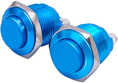 2 Stücke 16mm 5/8 "Runde Rote Metall Momentary Push Button Switch 1NO SPST 3A/12-250V for Industrielle Auto Schalter(Blu) von COSZWQDP