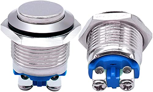 2 Stücke 16mm 5/8 "Runde Rote Metall Momentary Push Button Switch 1NO SPST 3A/12-250V for Industrielle Auto Schalter(Onecolor) von COSZWQDP