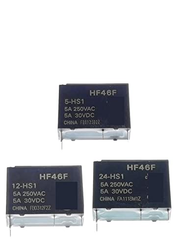 20 Stück Relais HF46F 5-HS1 12-HS1 24-HS1 HF46F-5-HS1 HF46F-12-HS1 HF46F-24-HS1 5V 12V 24V 5A DIP4(Schwarz) von COSZWQDP
