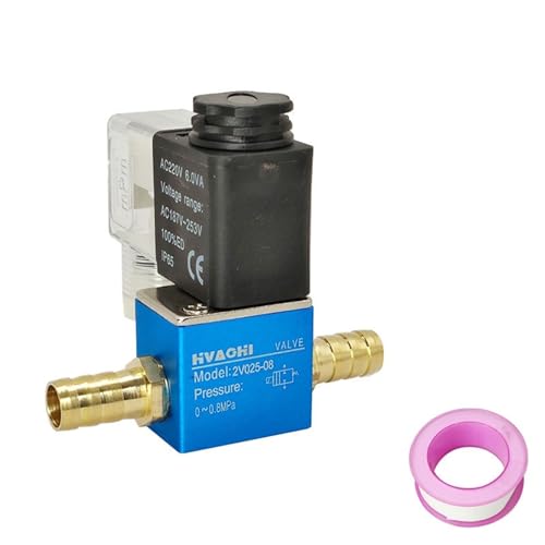 2V025-08 12 V 24 V 220 V Pneumatisches elektrisches Luftmagnetventil 2 Positionen 2 Anschlüsse 1/4 Zoll normalerweise geschlossen 6 mm 8 mm Schlauchanschluss(Ac 220v,10MM-10MM Barb) von COSZWQDP