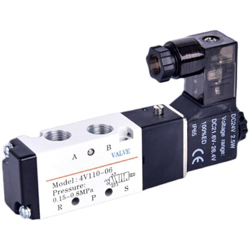 4V110-06 Luftmagnetventile 2 Positionen 5 Anschlüsse 1/8 Zoll pneumatisches Steuerventil DC12V DC24V AC110V AC220V(24v) von COSZWQDP