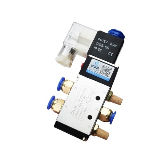 4V210-08 Pneumatische Zylinder Solenoid s 5 Weg 2 Position Control Air Gas Magnetische 12V 24V 220V Spule volt Schlauch(With 10mm fittings,DC12V) von COSZWQDP