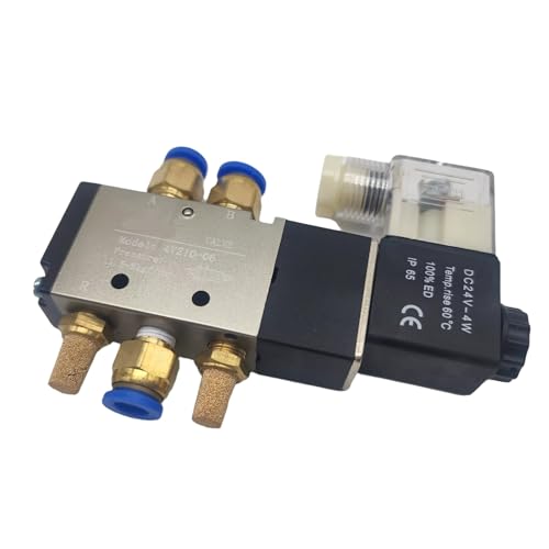 4v210-06 08 Pneumatisches Elektrosolenoid 5-Wege-2-Positionen-Steuerluft-Gas-Magnetventil 12/24/220 V Spulenspannung 4-12 mm Schlauchanschluss 1 Stück(4v210-08,DC12V) von COSZWQDP