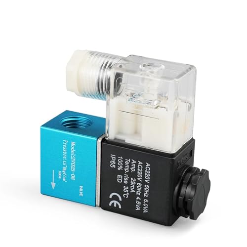 Luftmagnetventile 2V025-08 2 Positionen 2 Anschlüsse 1/4 Zoll Normalerweise geschlossenes pneumatisches Magnetventil 12 V 24 V 110 V 220 V Volt(Ac110v,With-4mm-Fitting) von COSZWQDP