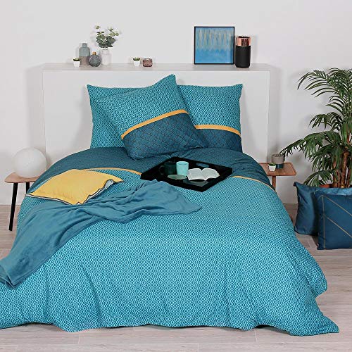 Côté Déco Bettwäsche mit Bettbezug, Mikrofaser, Entenblau, 240 x 220 cm von CÔTE DECO