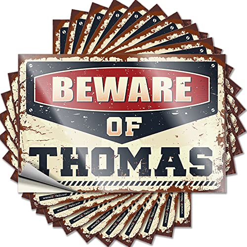 COTECI Aufkleber Beware Of Thomas Lustiger Aufkleber 10 Stück Autoaufkleber Lustige Autofensteraufkleber (Größe: 6X9CM) von COTECI