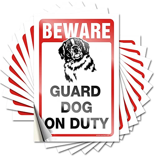 COTECI Lustiger Aufkleber "Beware! Guard Dog On Duty", lustiger Aufkleber, 10 Stück, Streich-Aufkleber, Werkzeugkasten-Aufkleber (Größe: 6 x 9 cm) von COTECI
