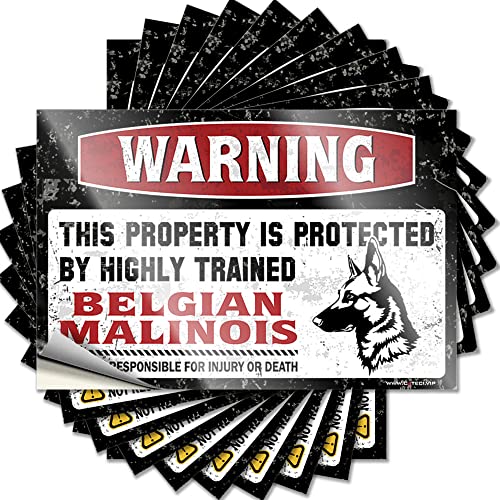 COTECI Autoaufkleber Warnung Dieses Eigentum ist geschützt durch einen stark ausgebildeten belgischen Malinois, lustiger Aufkleber, 10 Stück Beifahrerprinzessin-Aufkleber (Größe: 8 x 12 cm) von COTECI